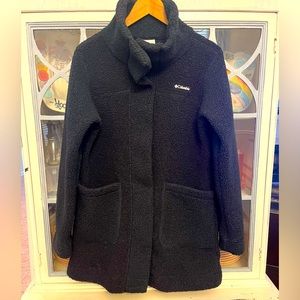COLUMBIA TEDDY SHERPA FLEECE BLACK PANORAMA COAT JACKET SIZE MEDIUM